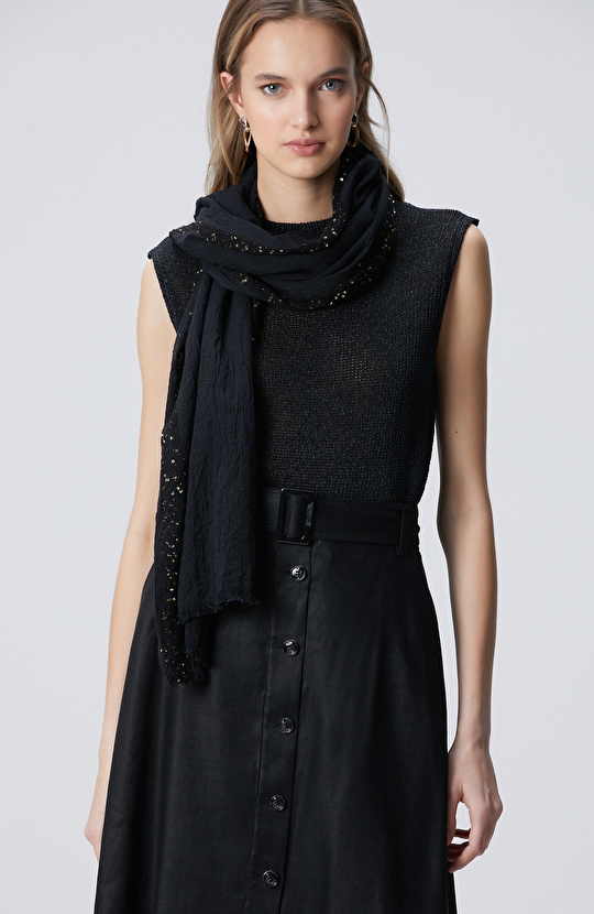 Siyah Kadın Lureksli Şal