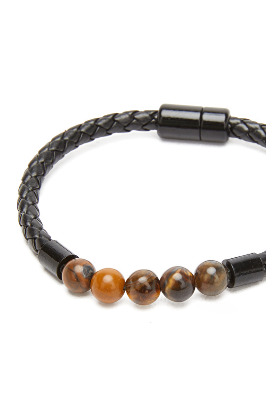 Kahverengi Doğal Taşlı Erkek Bileklik