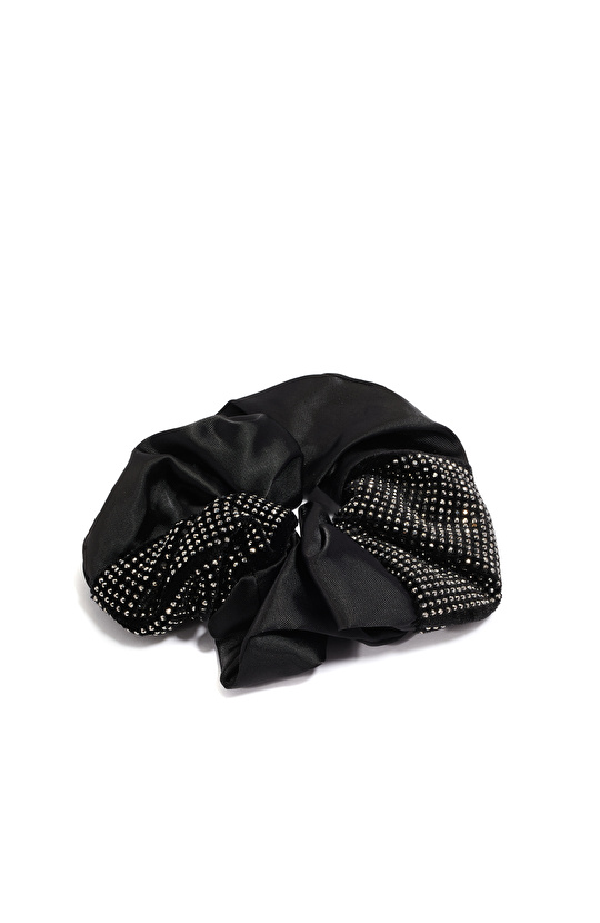 Siyah Taş Detaylı Kadın Lastikli Toka