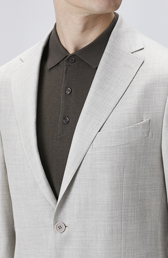 Bej Limited Loro Piana Kumaşından Üretilen Yün İpek Karışımlı Takım Elbise