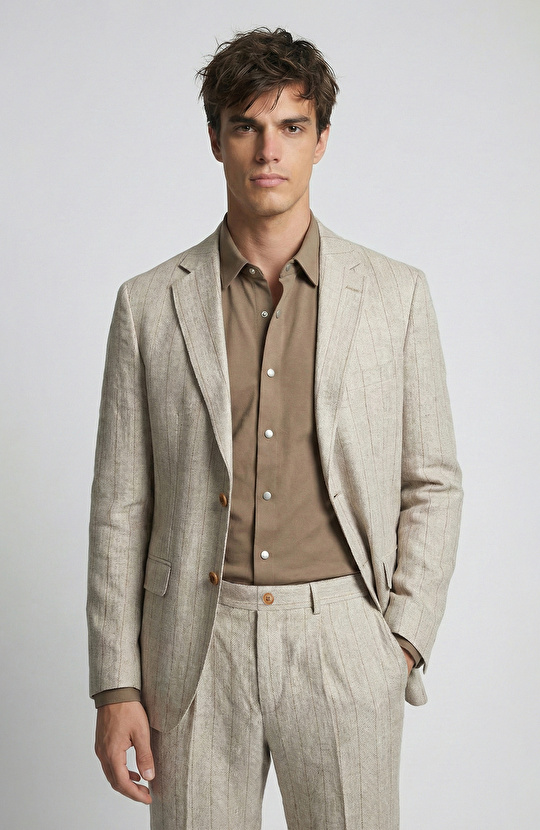 Limited Ermenegildo Zegna Kumaşından Keten Takım