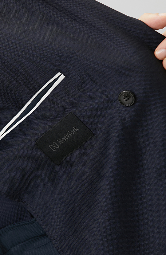 Lacivert Çift Pileli Yün Takım Elbise