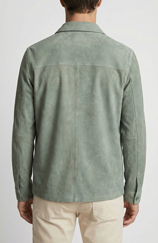 Limited Yeşil Yıkamalı Süet Deri Mont