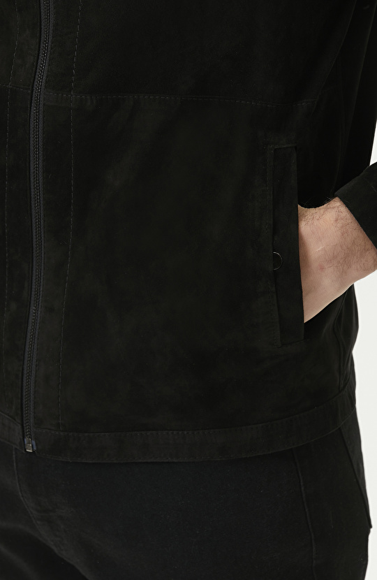 Siyah Çift Taraflı Süet Mont