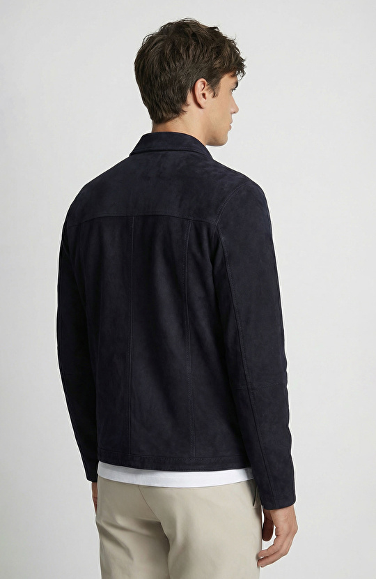 Lacivert Çift Taraflı Süet Mont