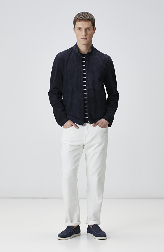 Lacivert Çift Taraflı Süet Mont