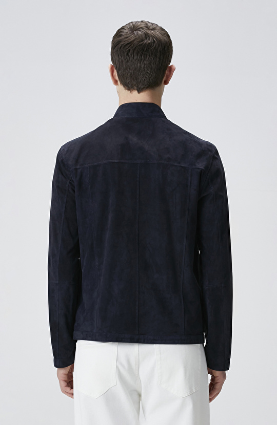 Lacivert Çift Taraflı Süet Mont