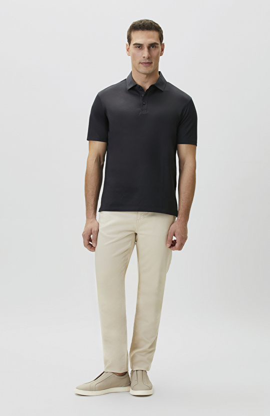 Non-Iron Polo Yaka Siyah T-shirt