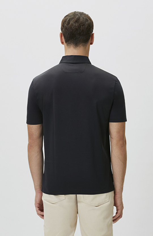 Non-Iron Polo Yaka Siyah T-shirt