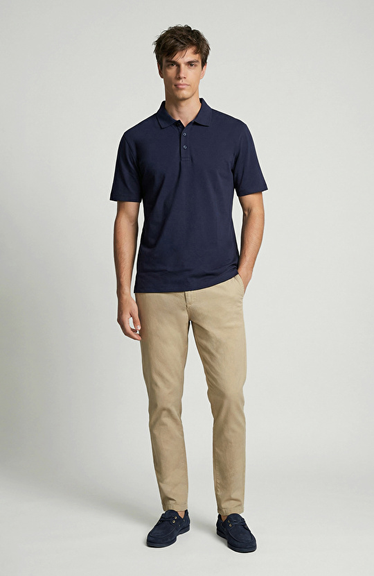Lacivert Polo Yaka Non Iron T-shirt