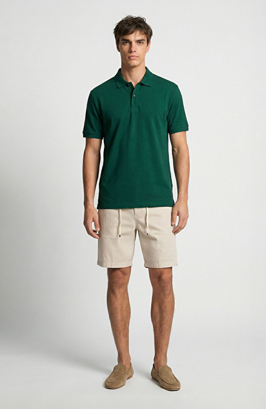Yeşil Polo Yaka Pike T-shirt