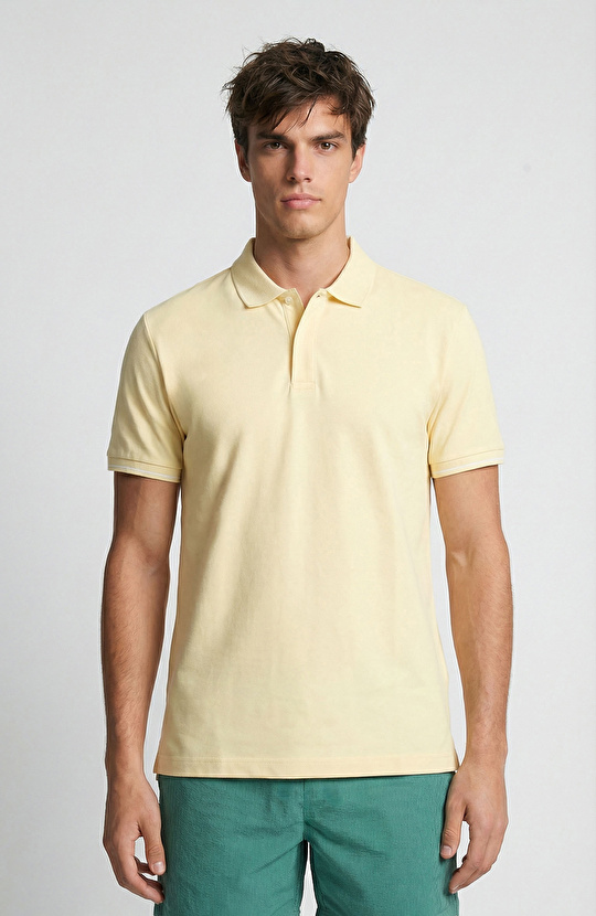 Sarı Polo Yaka Pike T-Shirt