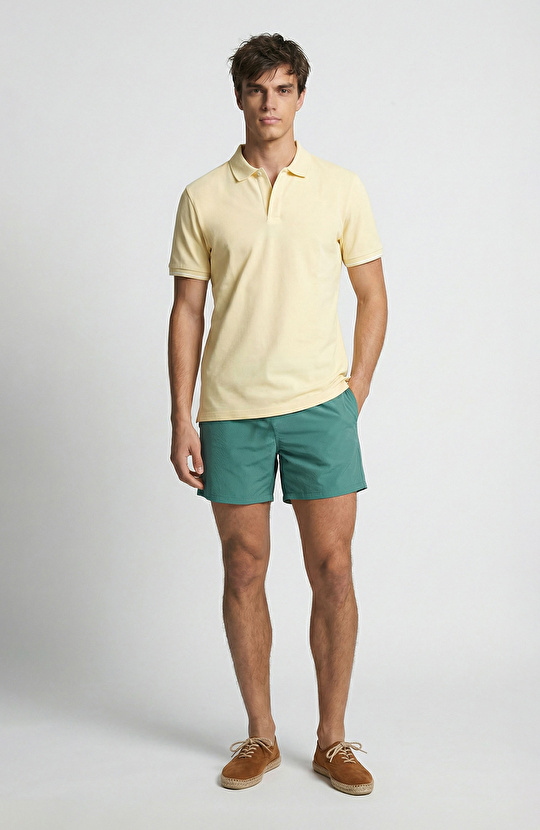 Sarı Polo Yaka Pike T-Shirt