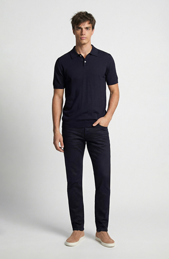 Limited Lacivert İpek Karışımlı Triko Kazak