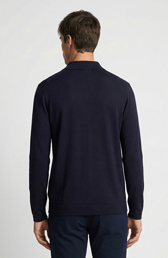 Limited Lacivert İpek Karışımlı Triko Gömlek