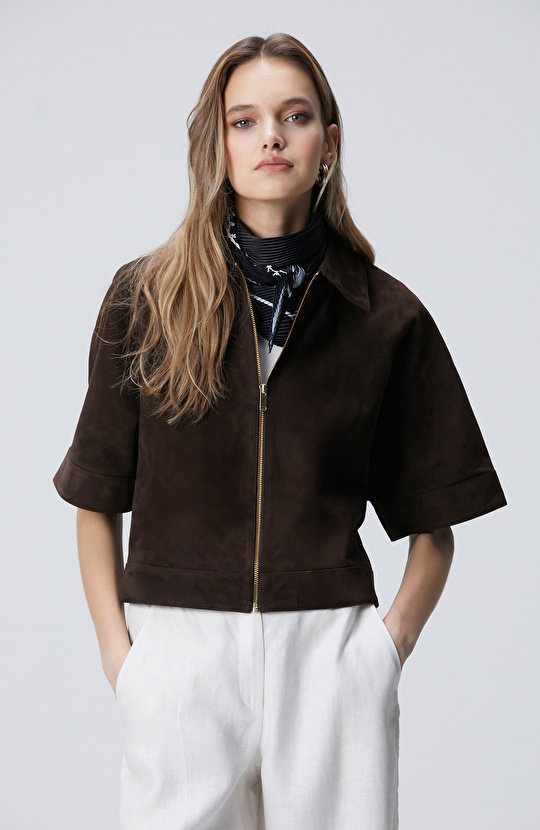 Acı Kahverengi Süet Mont