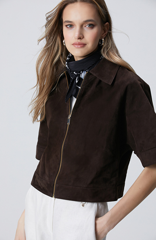 Acı Kahverengi Süet Mont