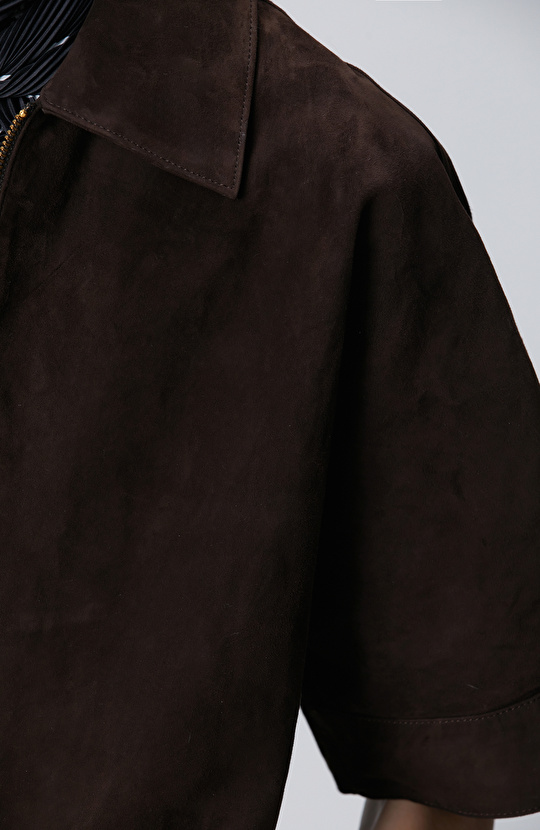 Acı Kahverengi Süet Mont