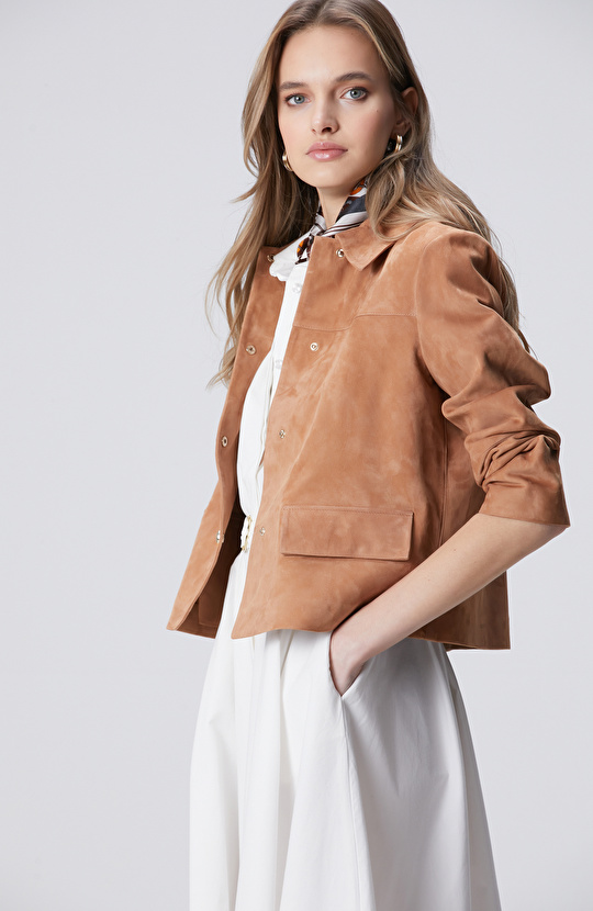 Tarçın Süet Deri Mont