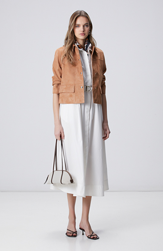 Tarçın Süet Deri Mont