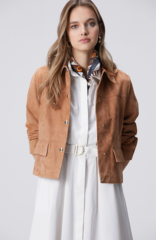 Tarçın Süet Deri Mont