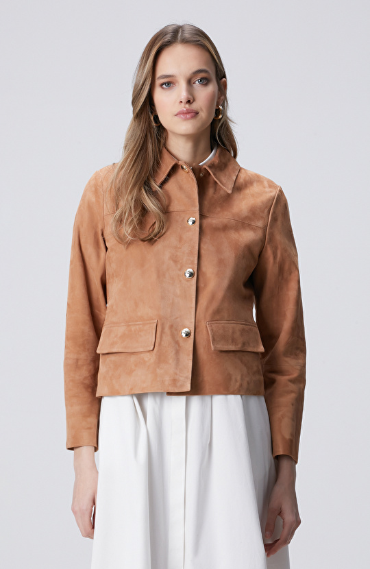 Tarçın Süet Deri Mont