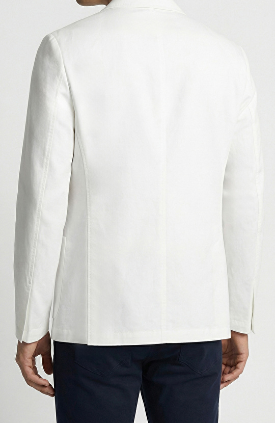 Ekru Keten Karışımlı Ceket