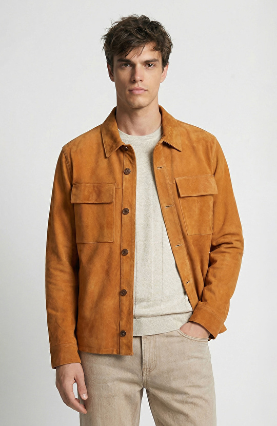 Limited Saffron Washed Suede Leather Jacket