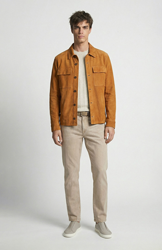 Limited Saffron Washed Suede Leather Jacket