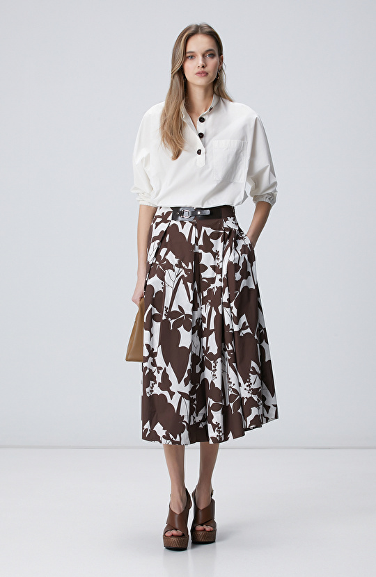 Regular Fit Kahverengi Midi Etek