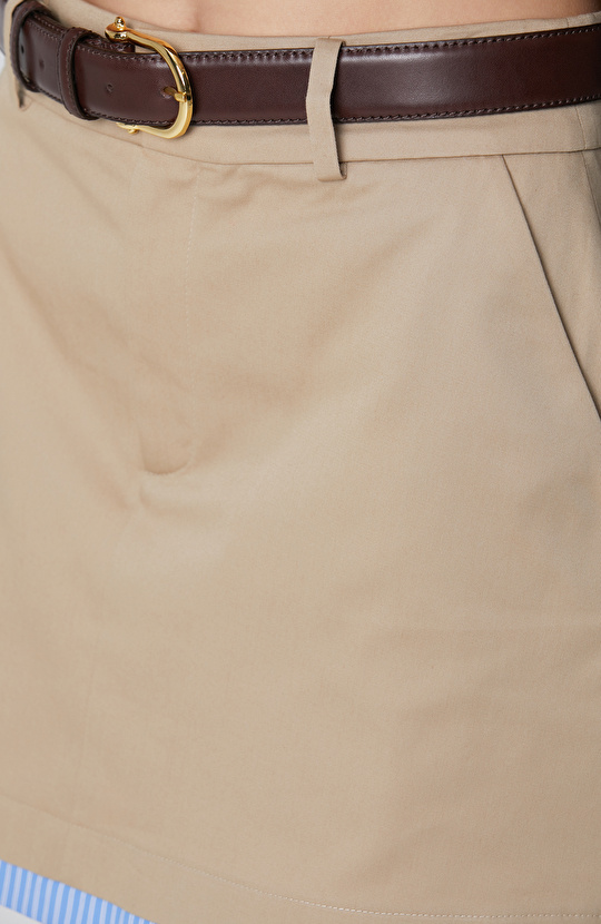 Bej Etek Ucu Garnili Mini Etek