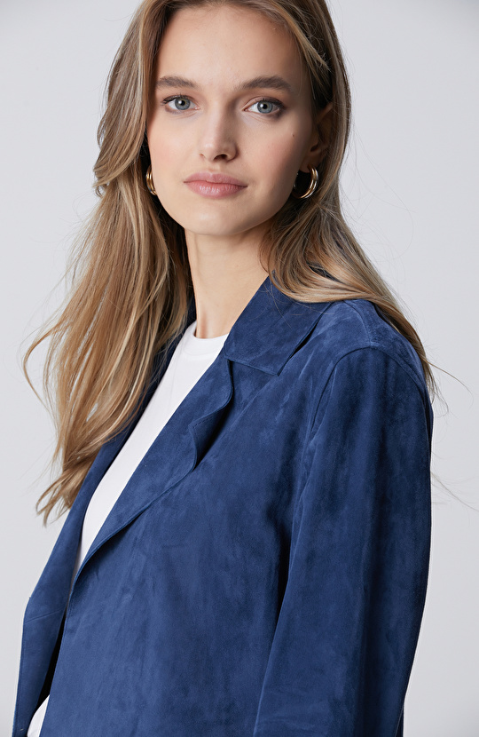 İndigo Deri Süet Ceket