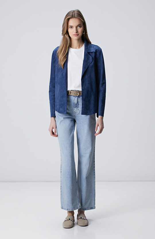 İndigo Deri Süet Ceket