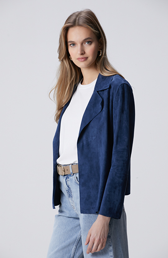 İndigo Deri Süet Ceket