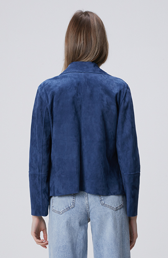 İndigo Deri Süet Ceket