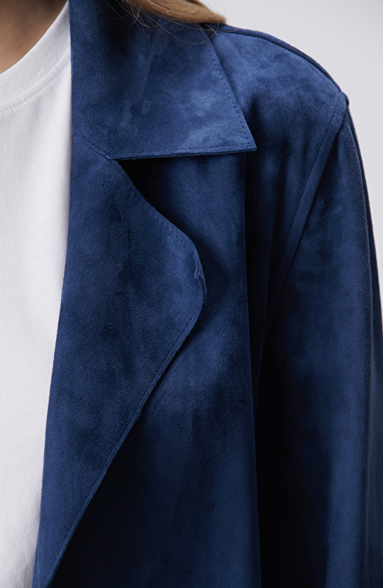 İndigo Deri Süet Ceket