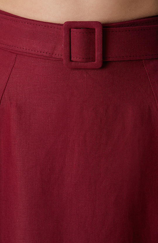 Vişne Keten Maksi Etek