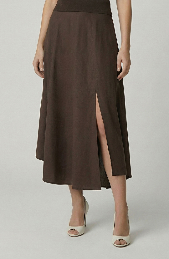 Acı Kahve Yırtmaçlı Etek