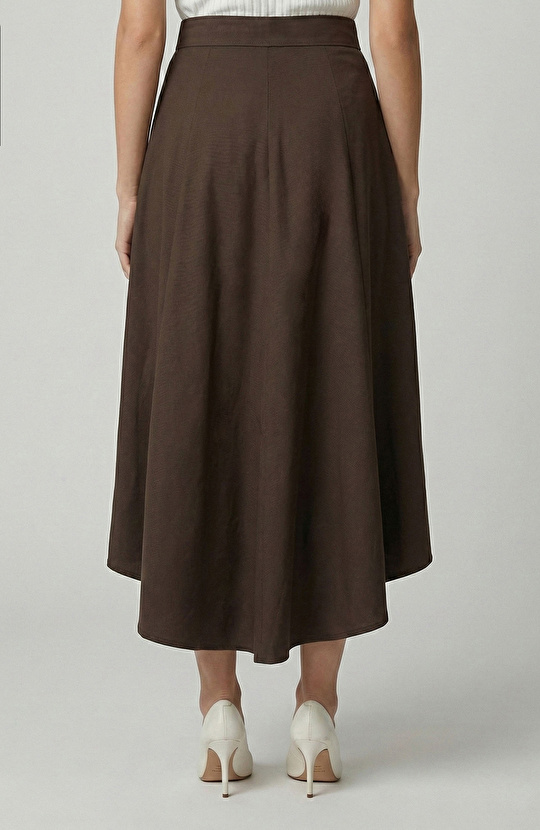 Acı Kahve Yırtmaçlı Etek