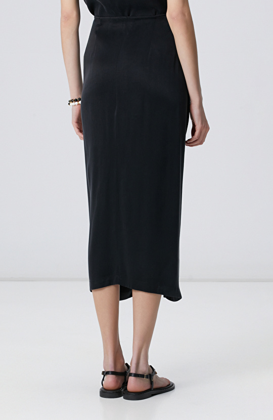 Siyah Midi Cupro Etek