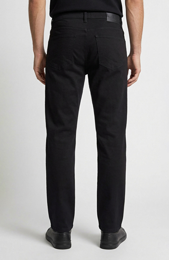 Siyah Slim Fit Armür Desen Pantolon