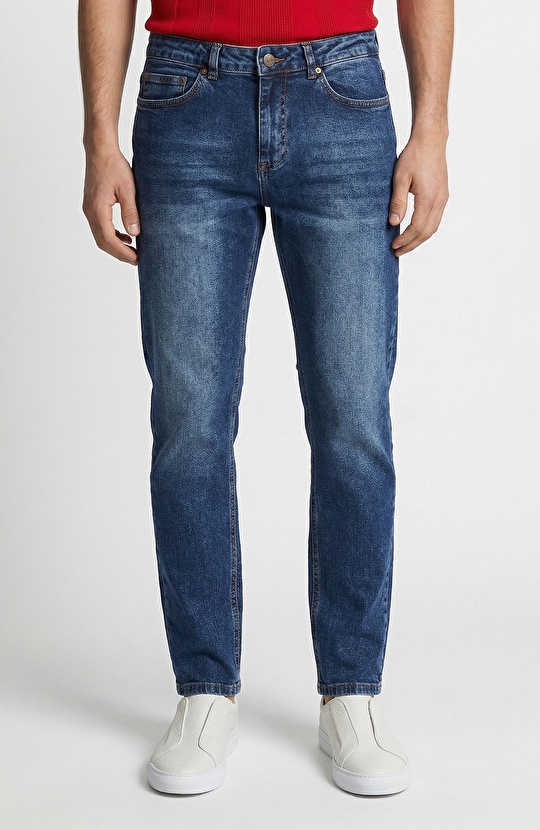 Slim Fit Lacivert 5 Cep Denim Pantolon