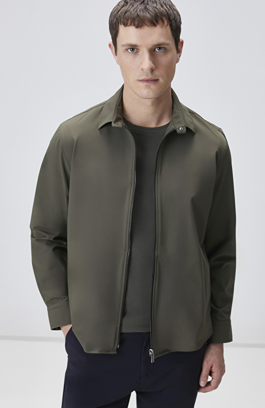 Haki Slim Fit Cep Detaylı Dış Gömlek