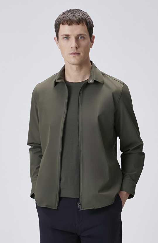 Haki Slim Fit Cep Detaylı Dış Gömlek