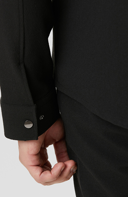 Black Seersucker Pattern Outer Shirt