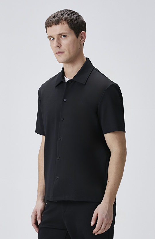 Siyah Diyagonal Desen Dış Gömlek