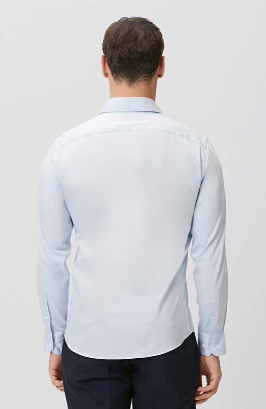 Light Blue Plain Cotton Satin Shirt