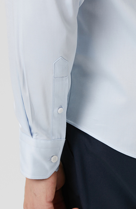Light Blue Plain Cotton Satin Shirt