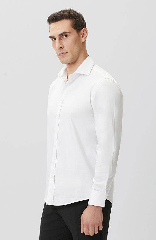 White Plain Cotton Satin Shirt