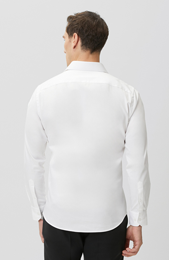 White Plain Cotton Satin Shirt